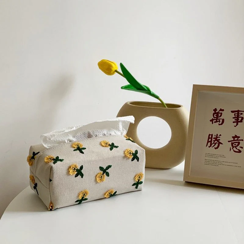 Japanese Style Environment Friendly Flower Tissue Box - Image 2
