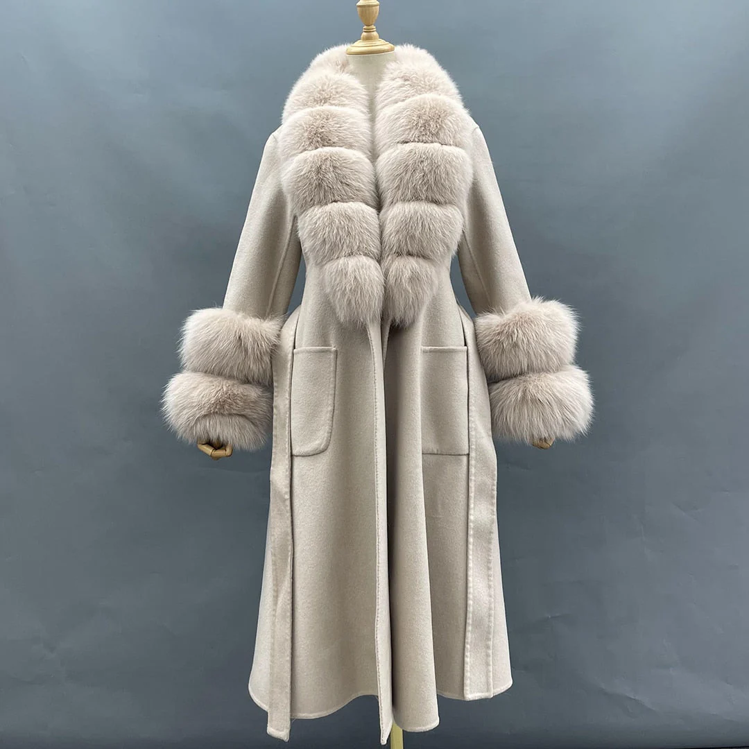Classy Ladies Collar Cuff Long Coat - Image 3