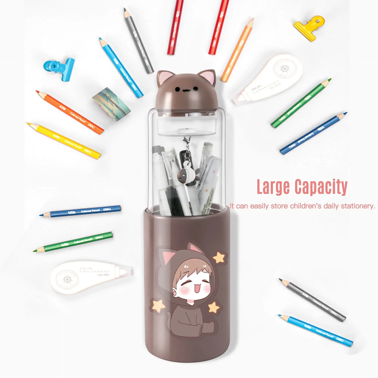 Magnetic Cute Cartoon Kids Pencil Box - Image 2