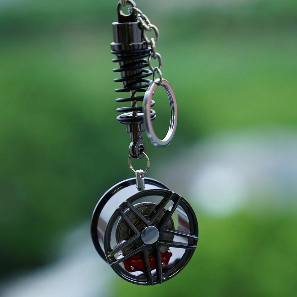 Wheel Rim Rearview Mirror Car Keychain Decor - Image 3