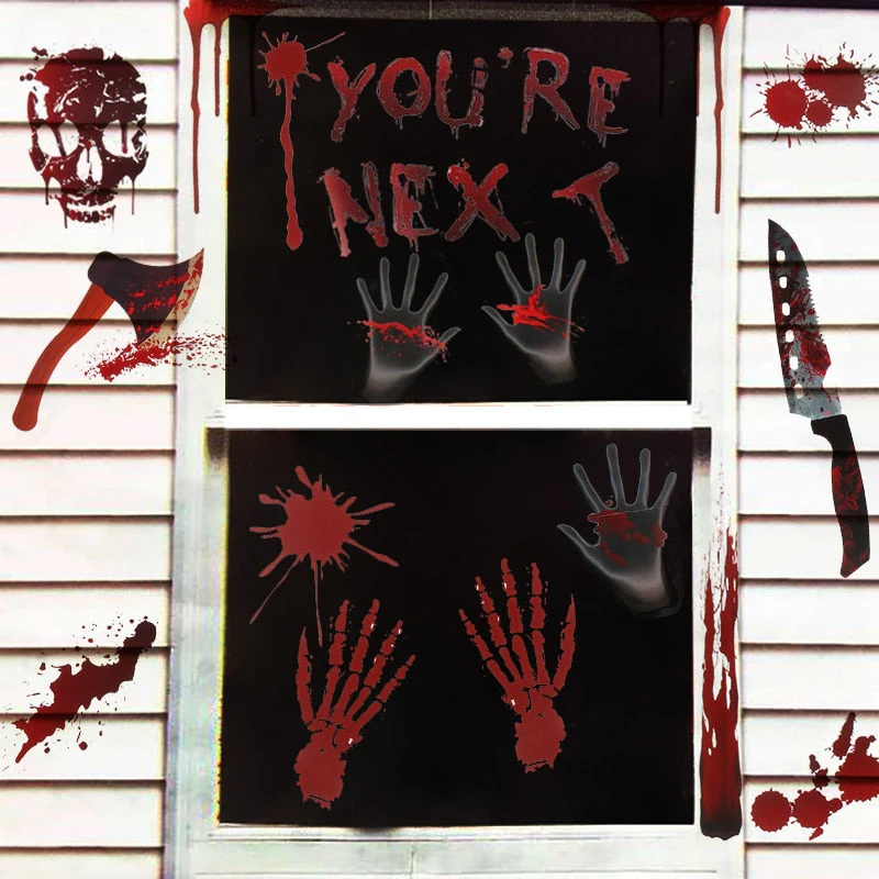 Bloody Handprint Stickers Halloween Decor - Image 3