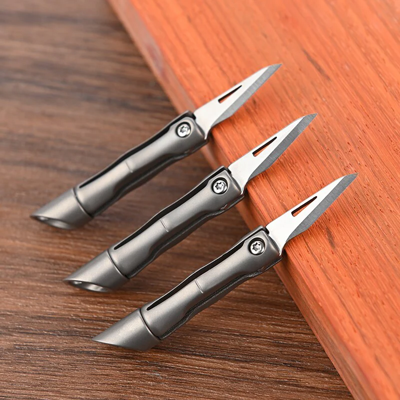 Titanium Alloy Bamboo Mini Keychain Knife - Image 2