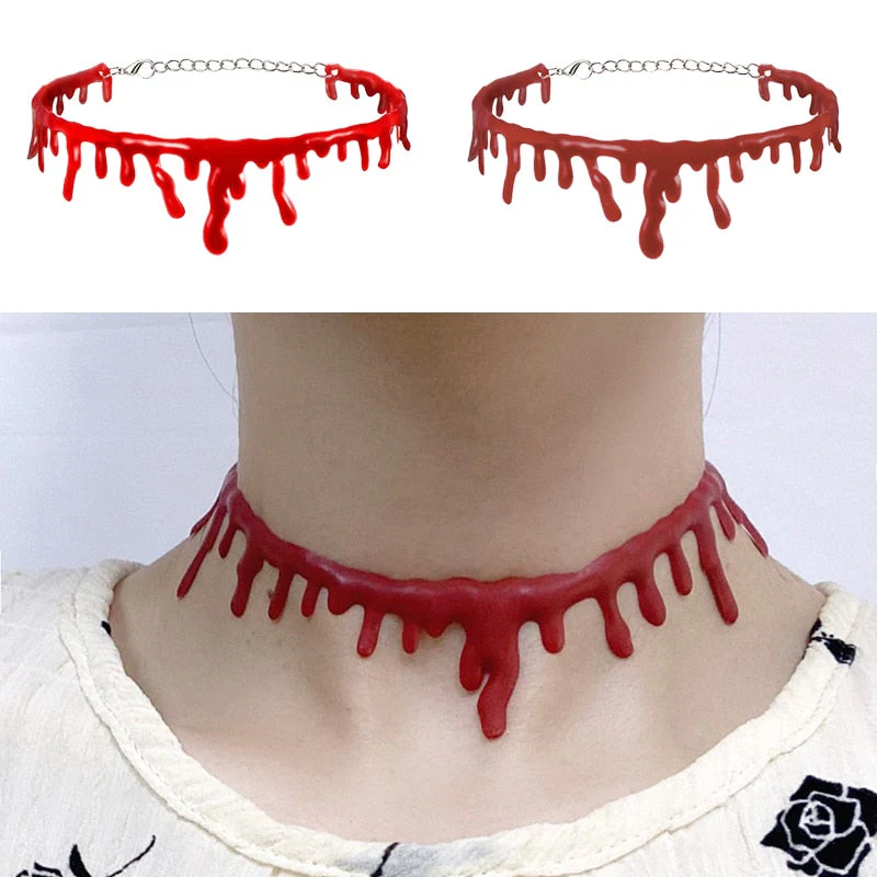 Fake Blood Drip Halloween Necklaces - Image 3