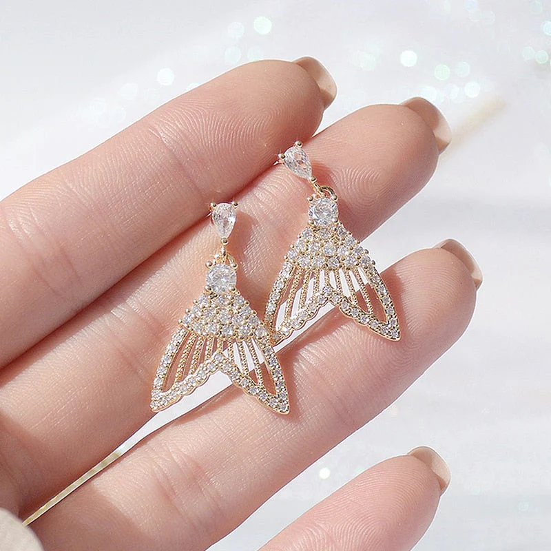 Crystal Fish Tail Earrings - Image 2