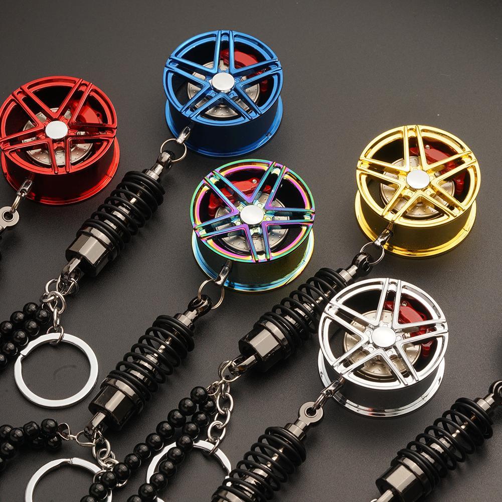 Wheel Rim Rearview Mirror Car Keychain Decor - Image 2