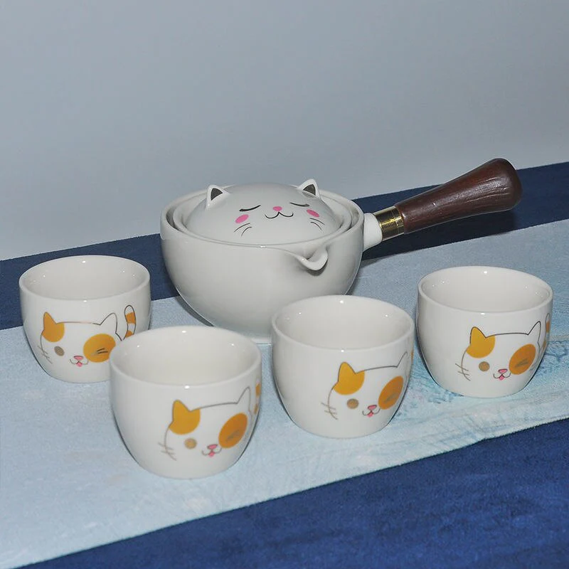 Self-Rotating Cute Cat Kung Fu Tea Set - Image 2