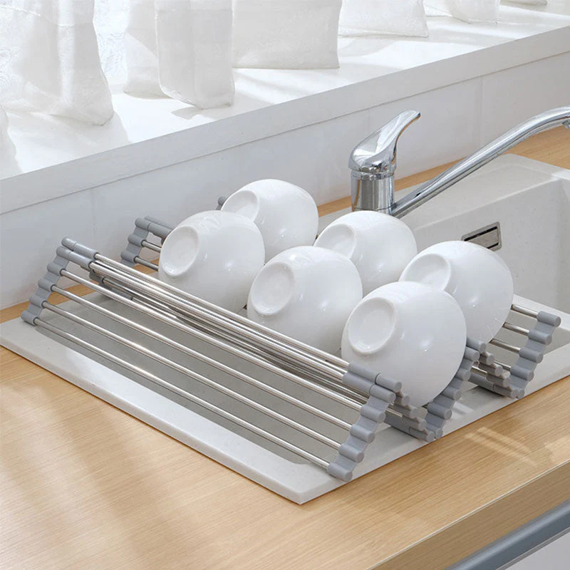 Foldable Stainless Steel Dish Drying Rack - Image 1