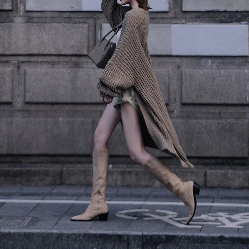 Asymmetrical Long & Warm Sweater Coat - Image 3