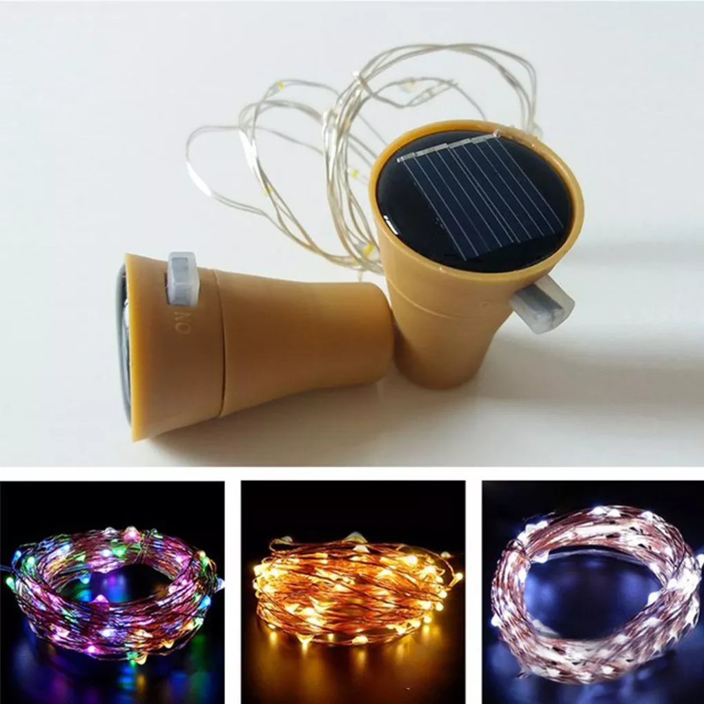 Solar-Powered Bottle Cork String Lights - Image 1