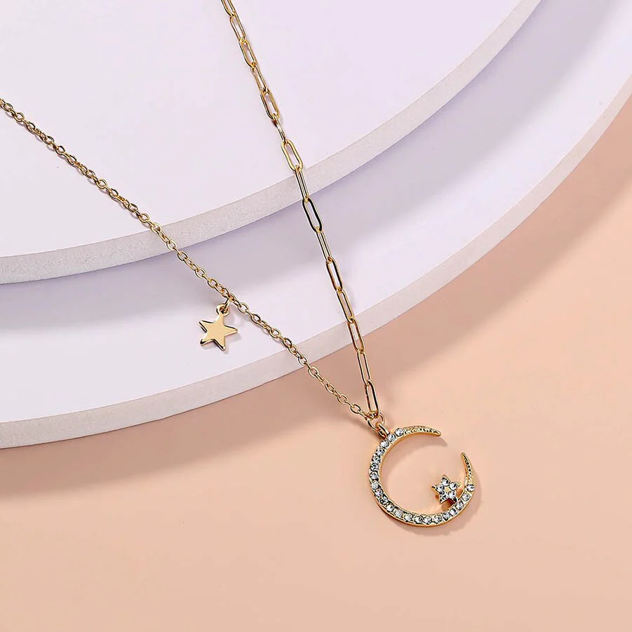 Charming Moon Long Chain Necklace - Image 3