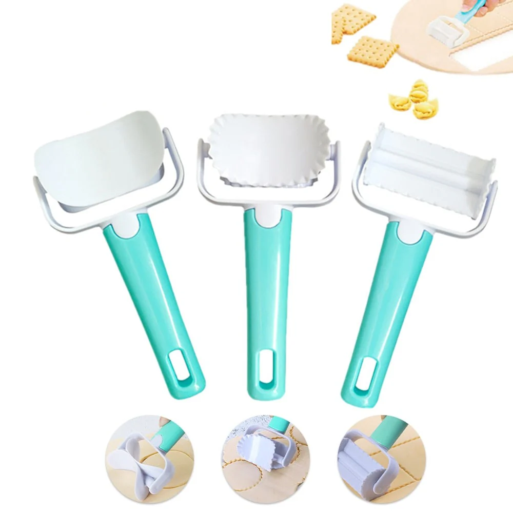 3Pcs Cake Decorating Dough Cutter Roller - Image 1