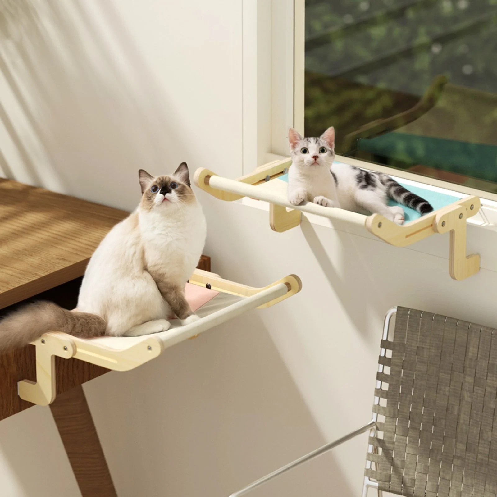 Wooden Window Cat Hanging Bed - Image 2