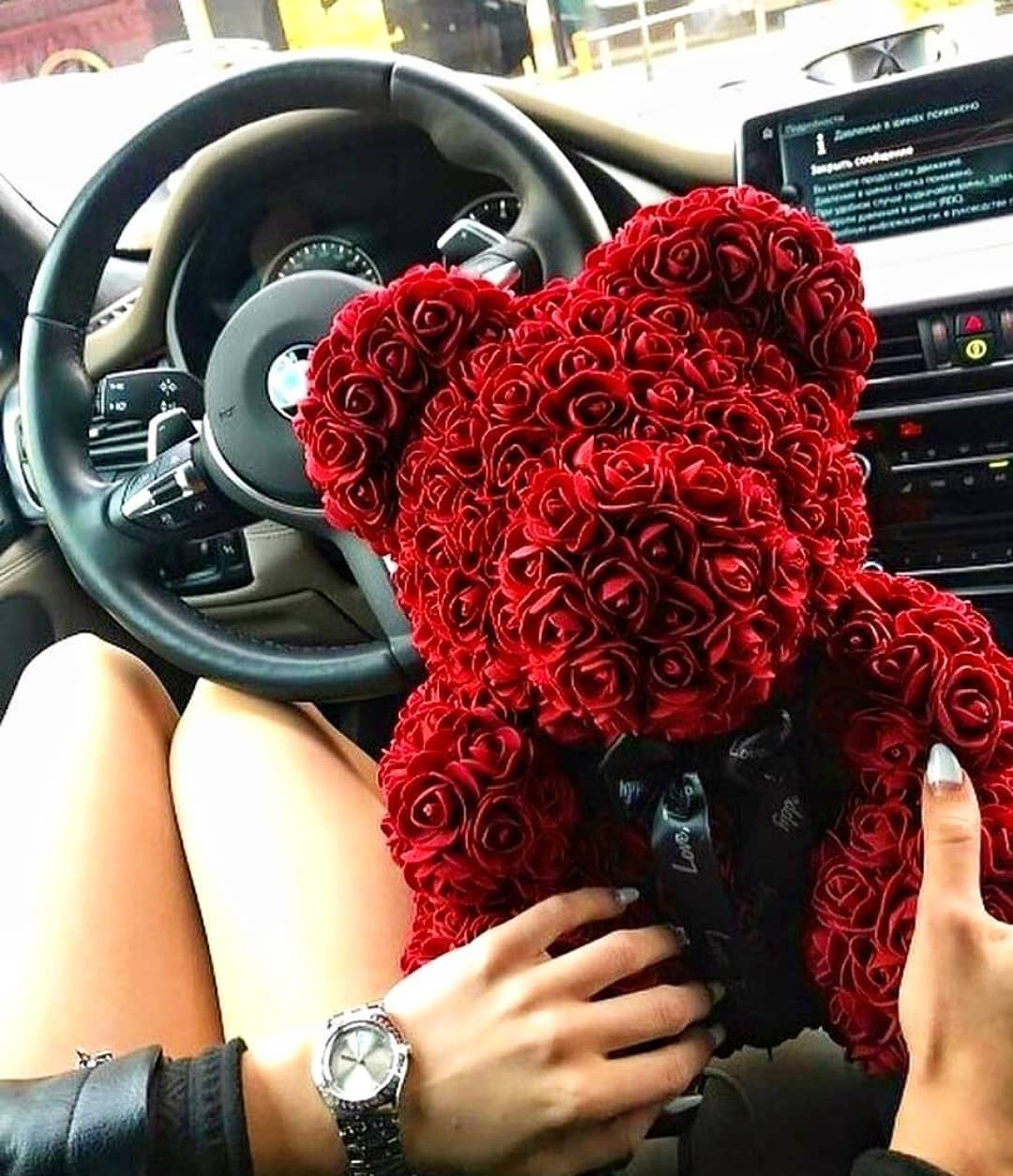 Artificial Rose Flowers Teddy Bear - Image 3