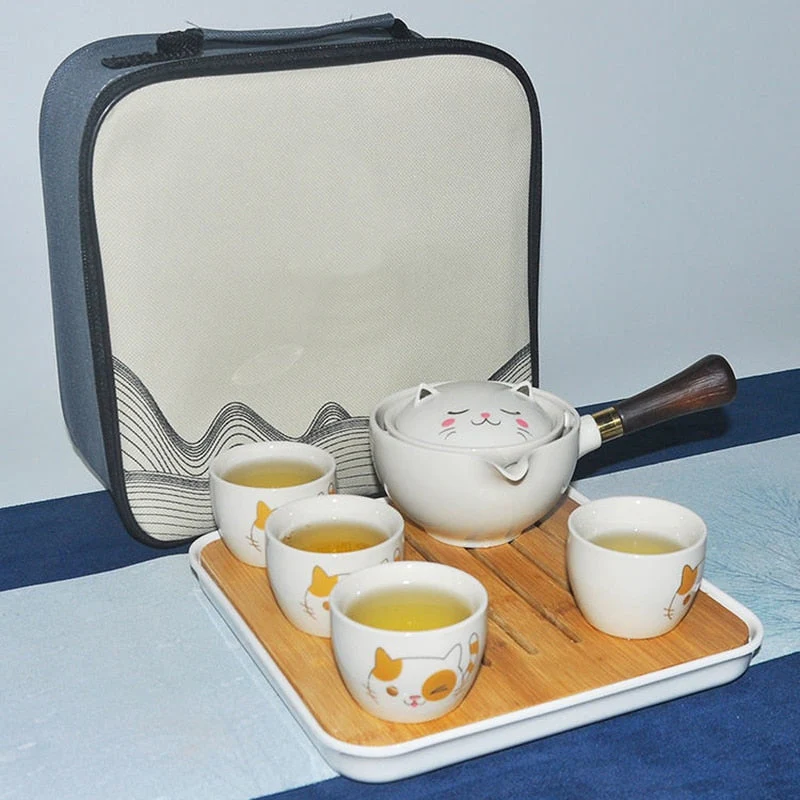 Self-Rotating Cute Cat Kung Fu Tea Set - Image 3
