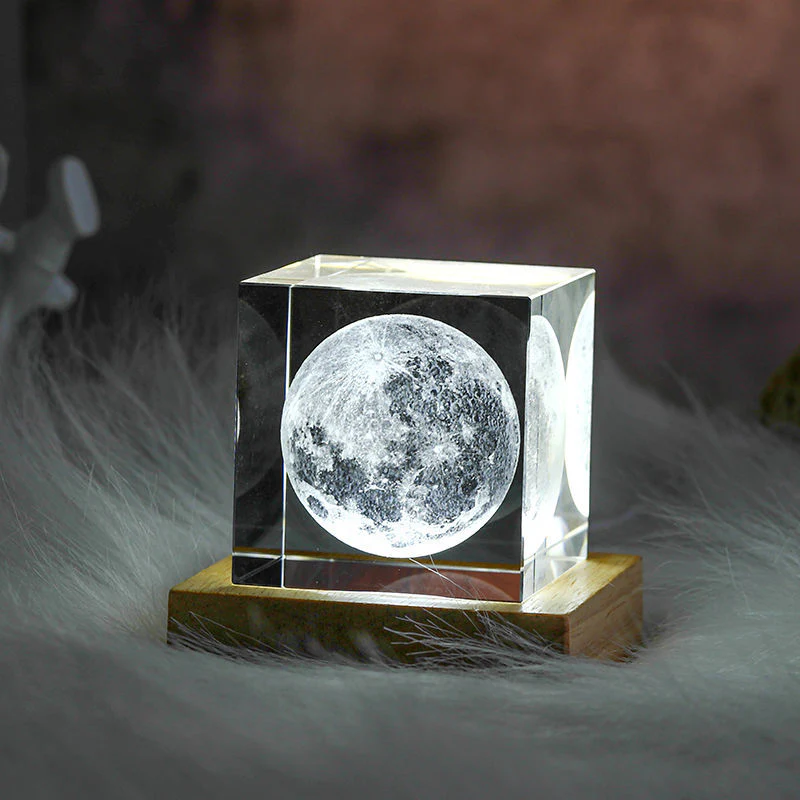 3D Crystal Cube Moon Nightlight - Image 2