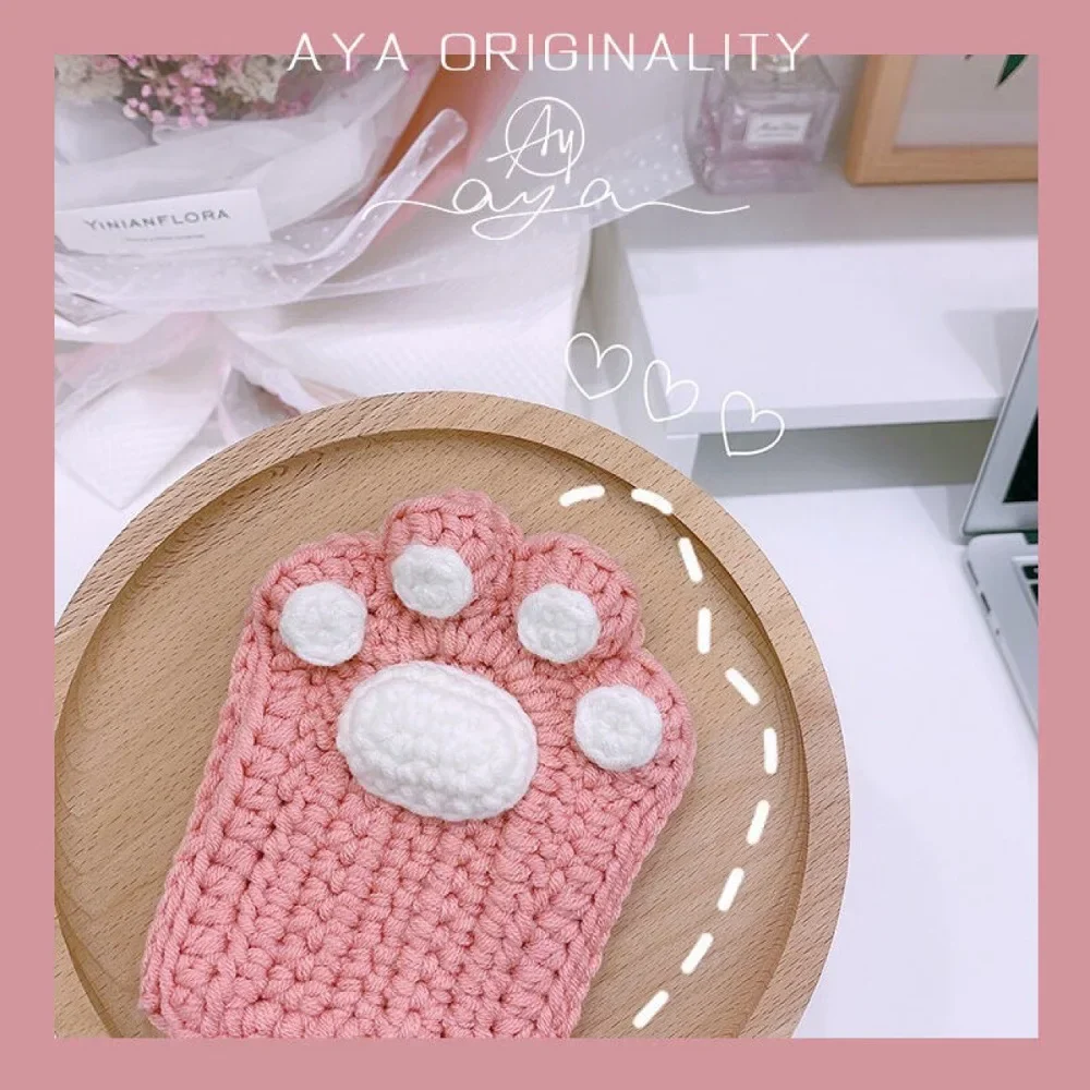 Cat Paw Hand-Knitted Winter Gloves - Image 3