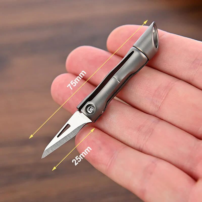 Titanium Alloy Bamboo Mini Keychain Knife - Image 3