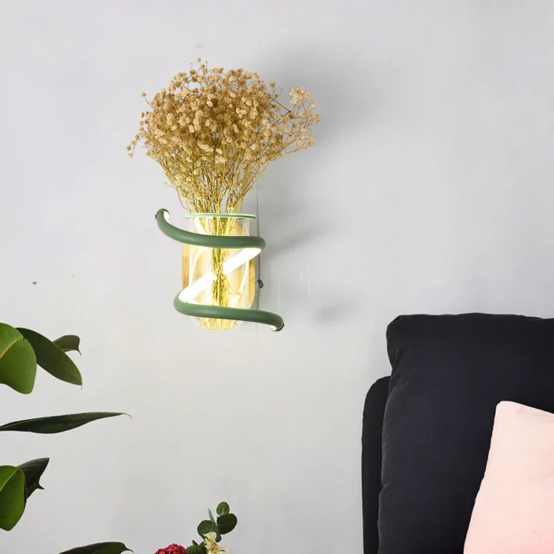 Nordic Unique Wooden Outdoor Wall Vase Lamp - Image 3
