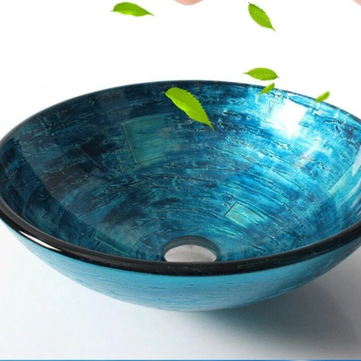 Luxury Vintage Bathroom Round Tempered Glass Sink - Image 2