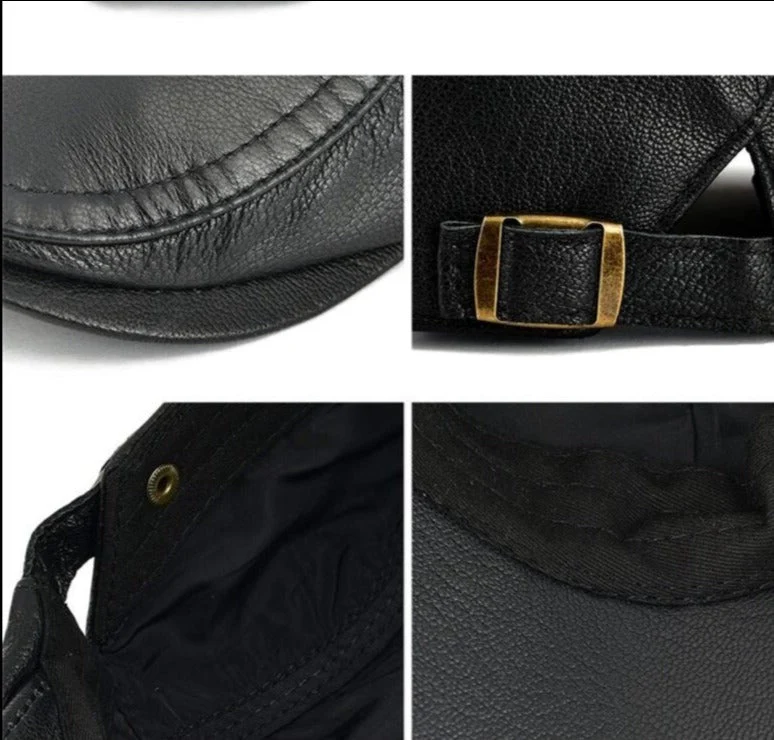 Timeless Newsboy Retro Leather Flat Cap - Image 3
