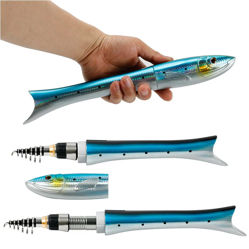Mini Fish Shaped Collapsible Fishing Rod Pole - Image 2