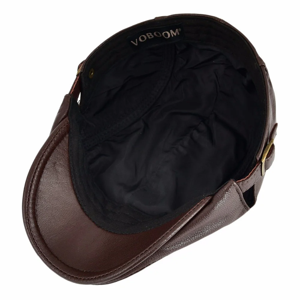 Timeless Newsboy Retro Leather Flat Cap - Image 2