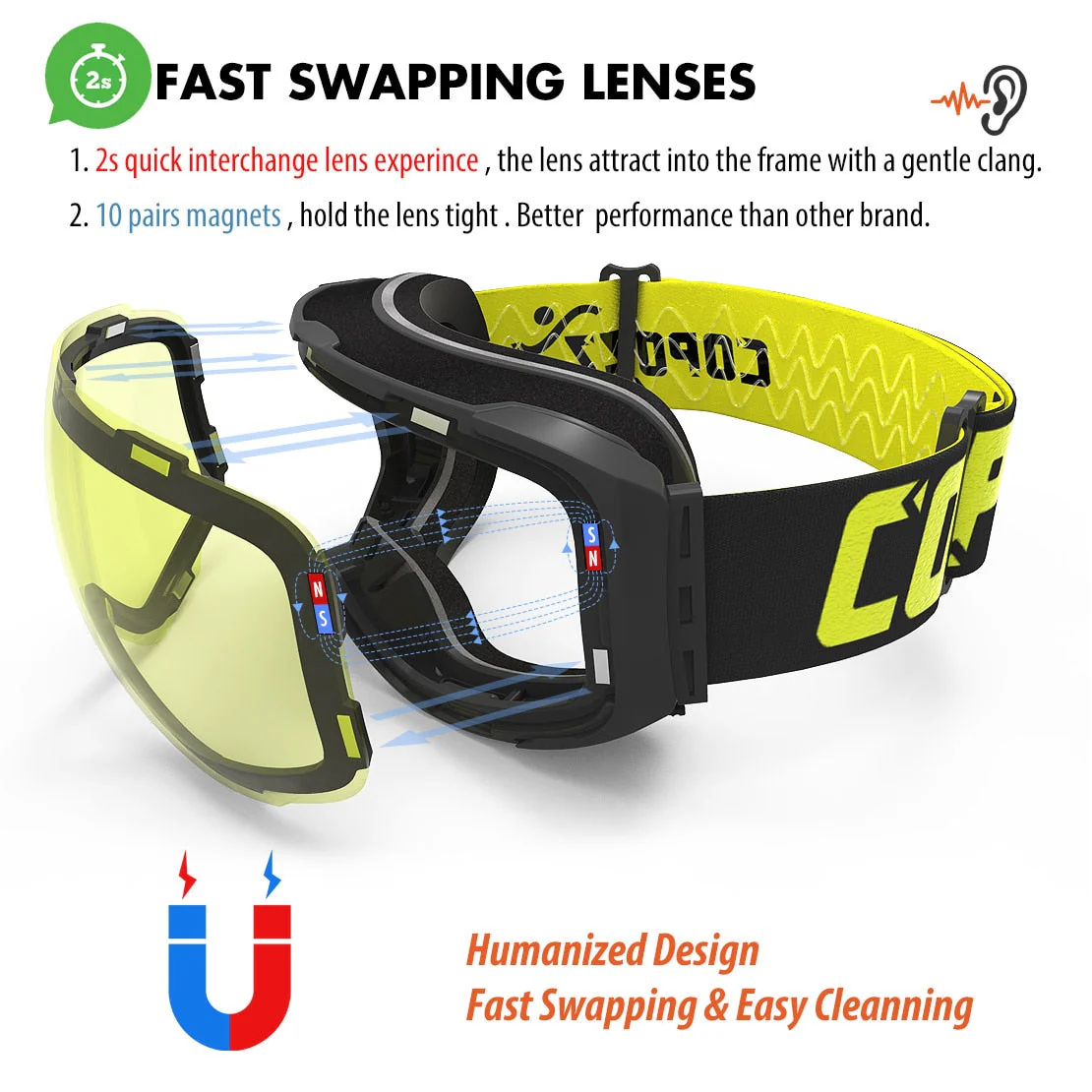 Magnetic UV Protection Anti-Fog Ski Goggles - Image 2