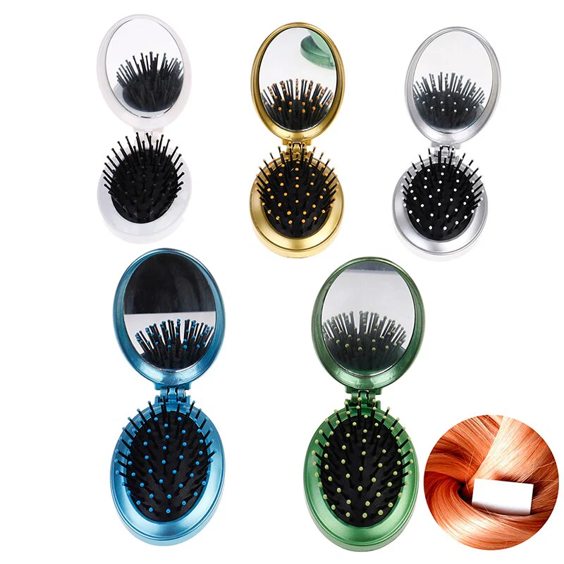 Pocket Beauty Mini Travel Hair Brush Mirror - Image 3