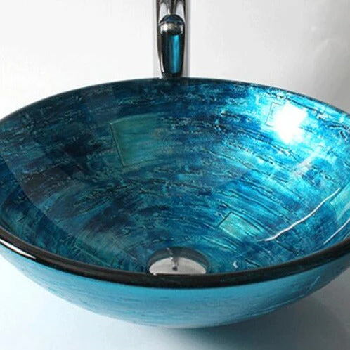 Luxury Vintage Bathroom Round Tempered Glass Sink - Image 3