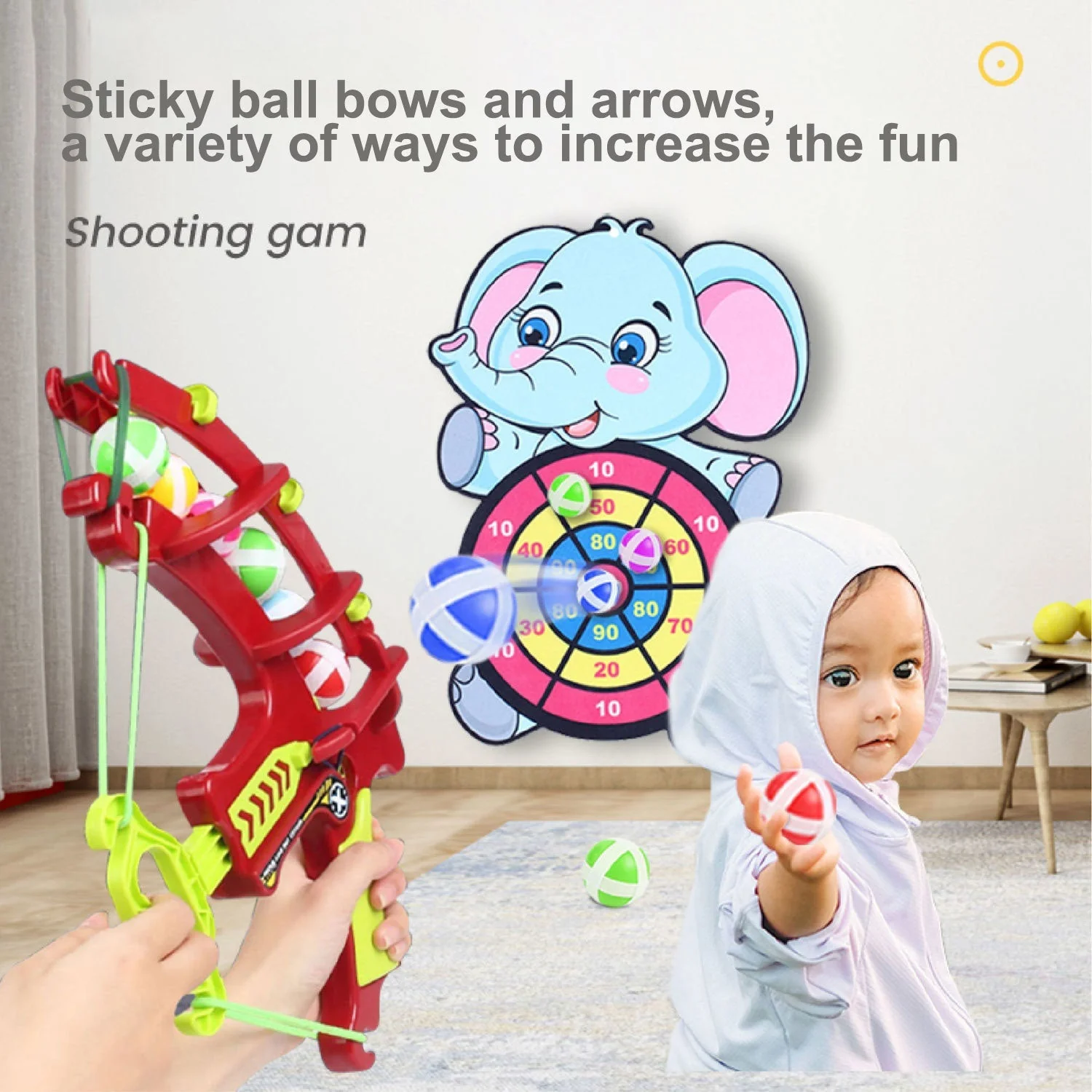 Dinosaur Sticky Ball Bow Dartboard Game - Image 3
