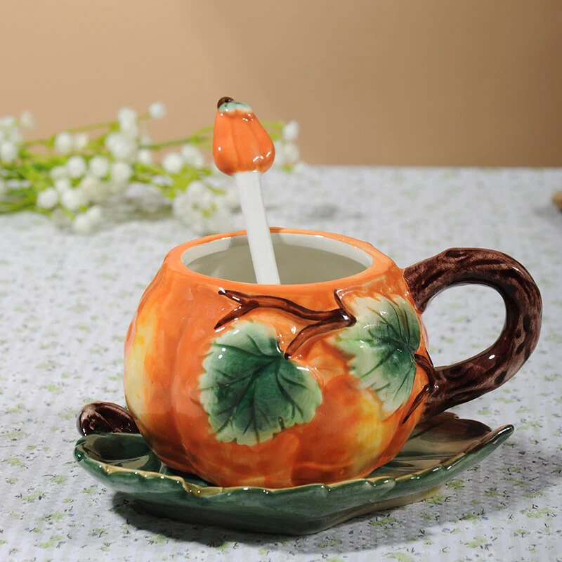 Creative Ceramic Pumpkin Mug Set - Image 1