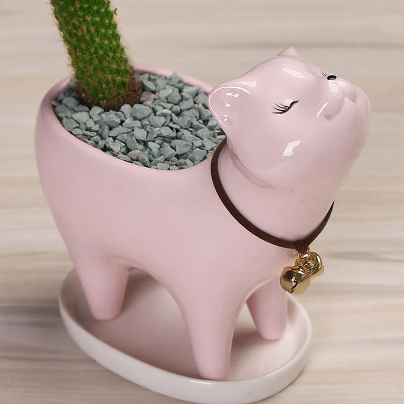 Rising Cat Ceramic Flower Pot - Image 2
