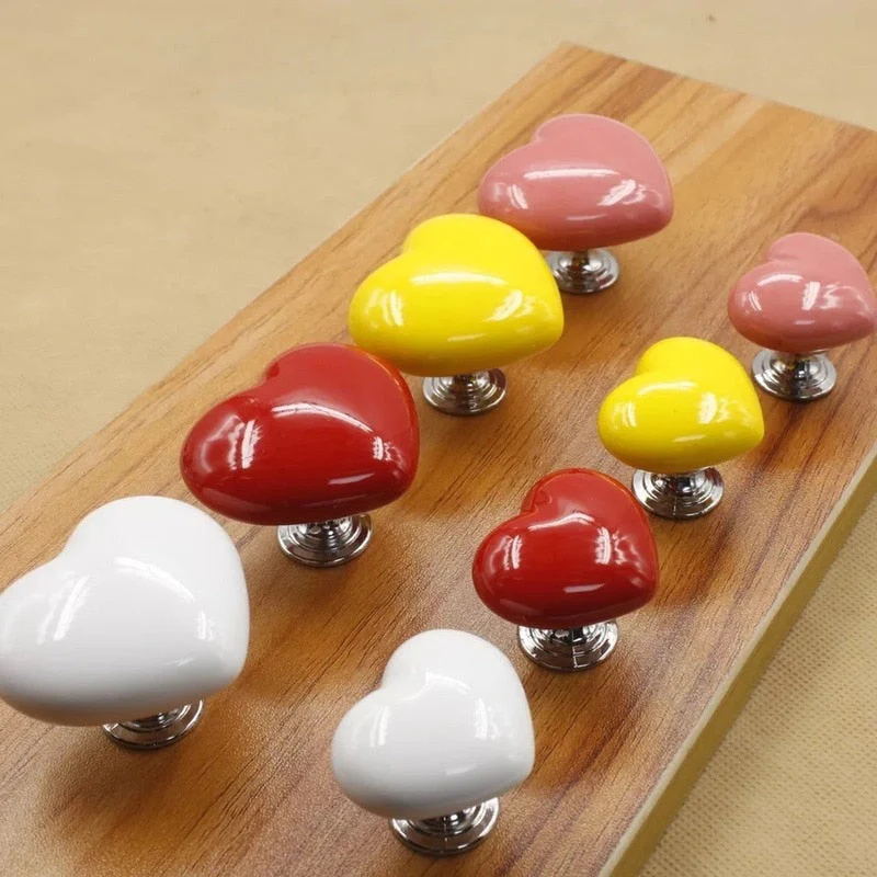 Ceramic Heart Door Cabinet Handle - Image 1
