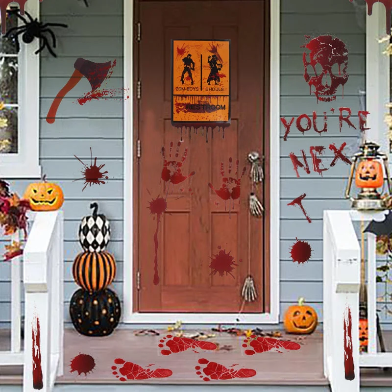 Bloody Handprint Stickers Halloween Decor - Image 2