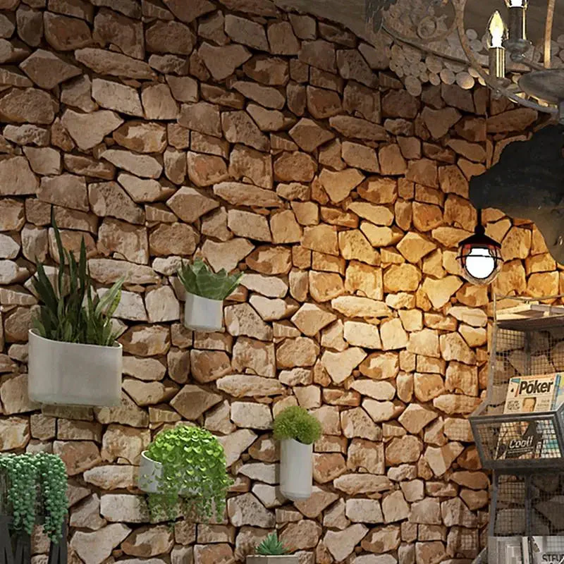 3D Stone Pattern Retro Wallpaper - Image 3