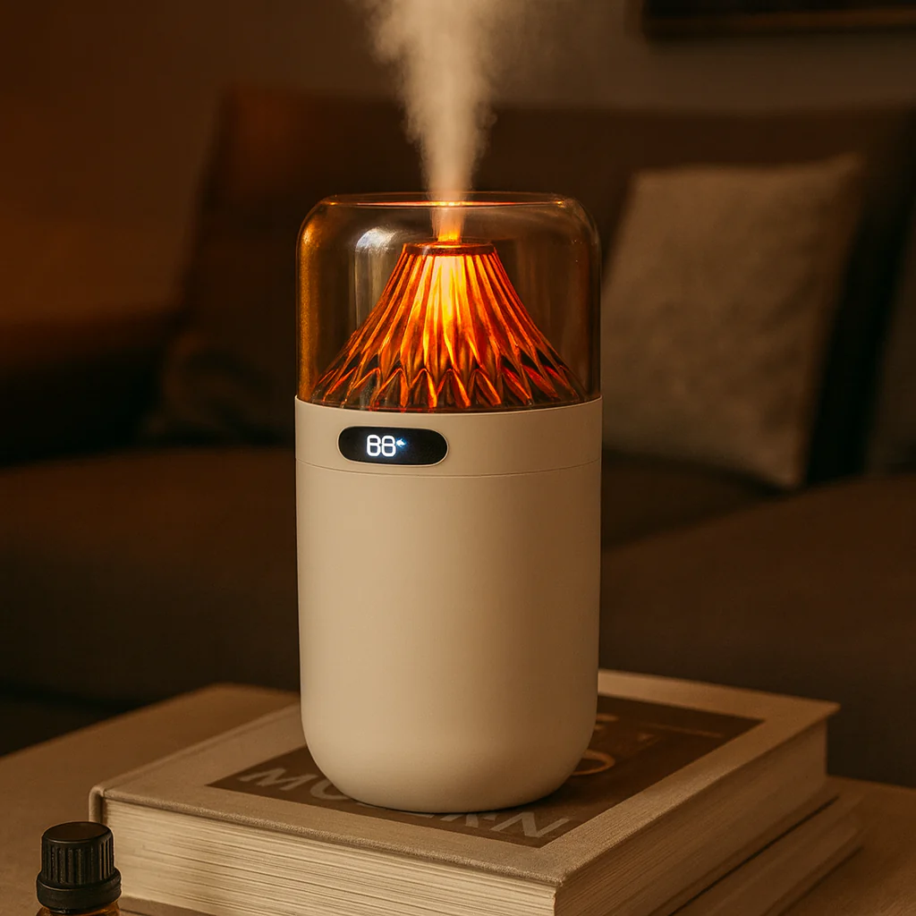 Volcano Flame LED Aromatherapy Essential Oil Mist Diffuser