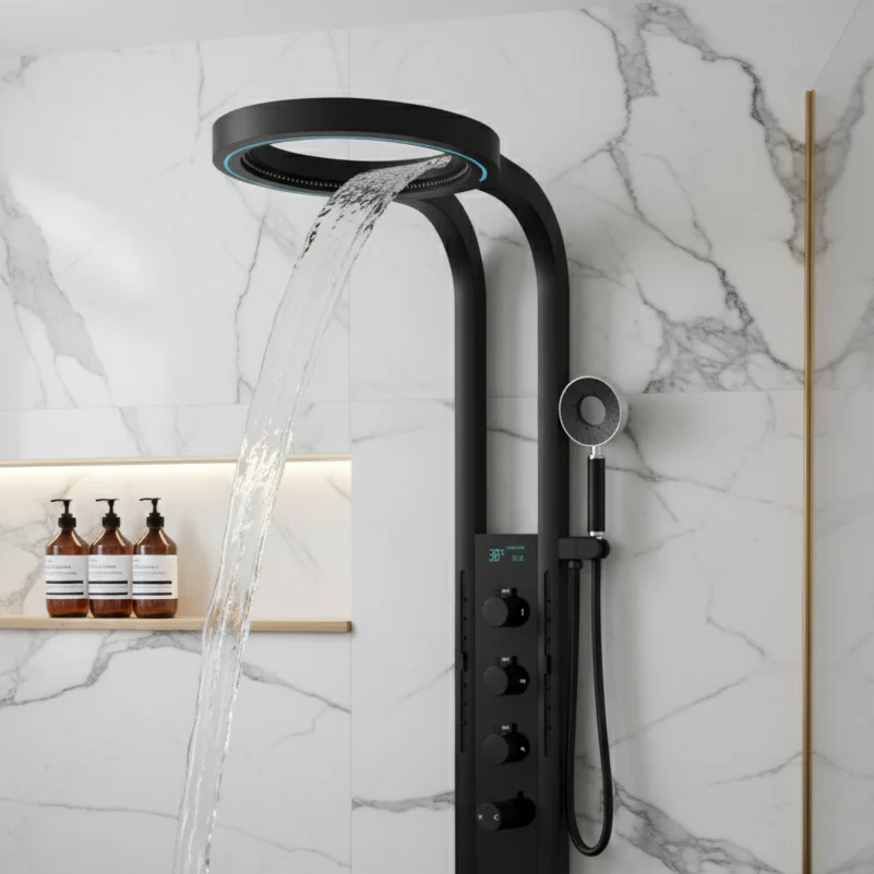 High-flow Thermostatic Digital LED Rainfall Shower Set