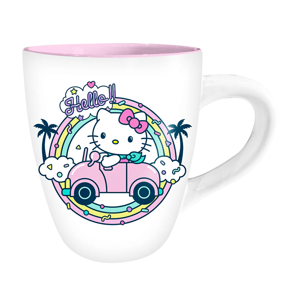 Hello Kitty Rainbow Car 25oz Jumbo Curved Ceramic Mug - Image 1