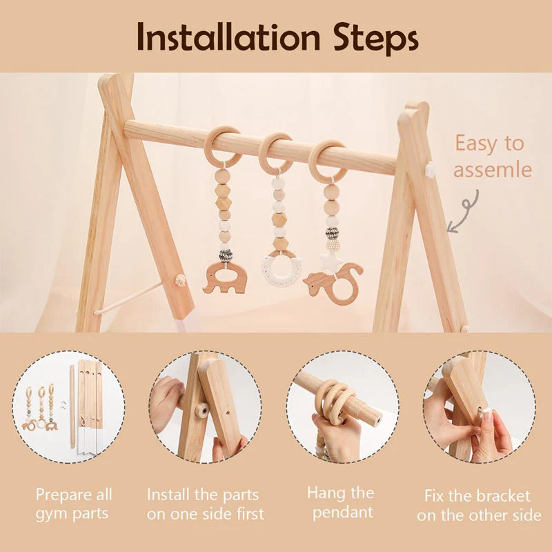 Minimalist Wooden Baby Activity Gym Playground - Image 3