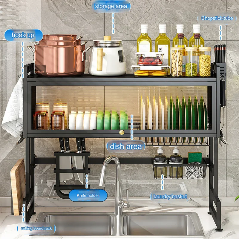 Modern Kitchen Over The Sink Organizer Dish Rack - Image 3