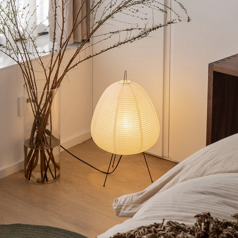 Modern Japanese Paper Lantern Table Lamp - Image 2