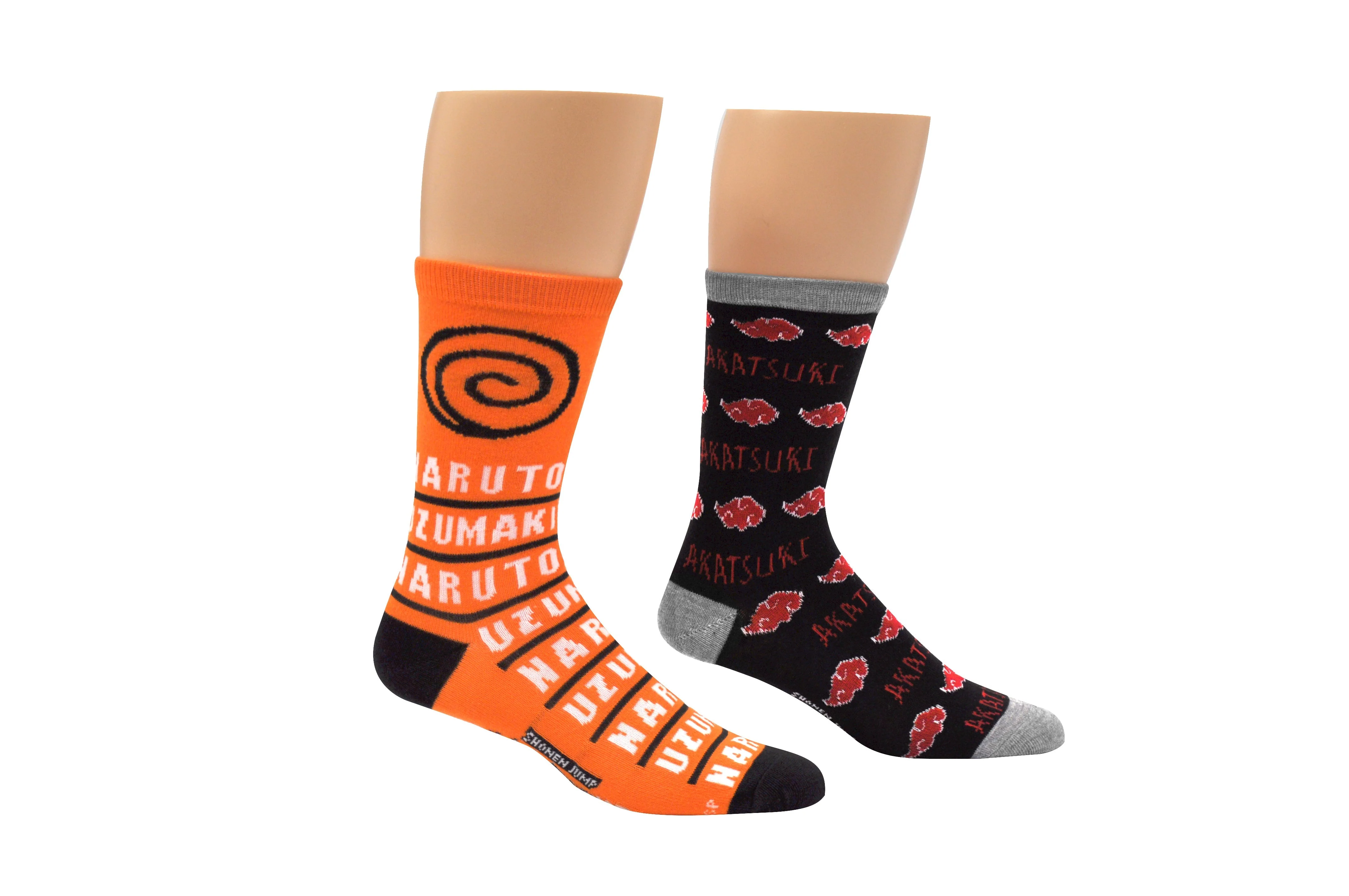 Naruto Shippuden Hidden Leaf Village Akatsuki Clouds Anime 2 Pack Crew Socks - Image 1