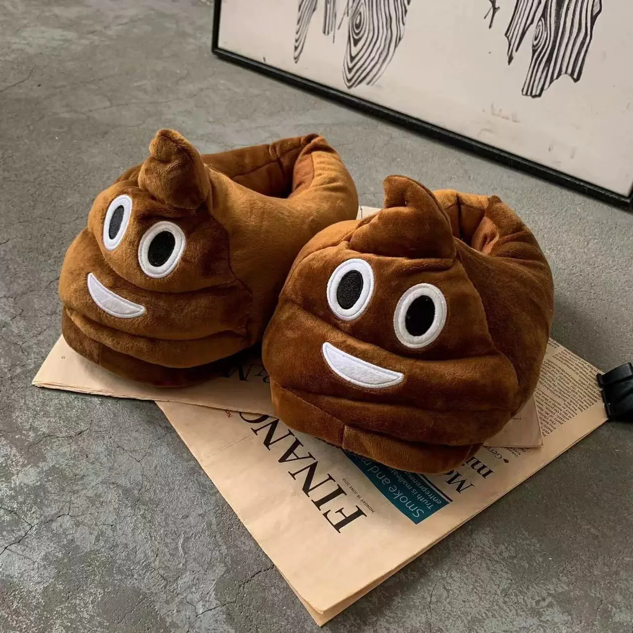 Funny Poop Warm Plush Slippers - Image 2