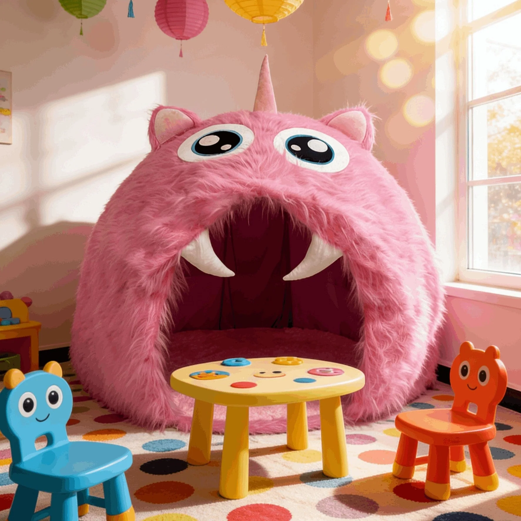 Purple Plush Monster Playhouse Indoor Kids Tent