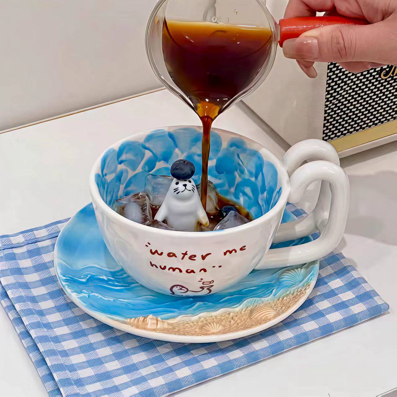 Tiny Seal Ocean Wave Coffee Mug - Image 1
