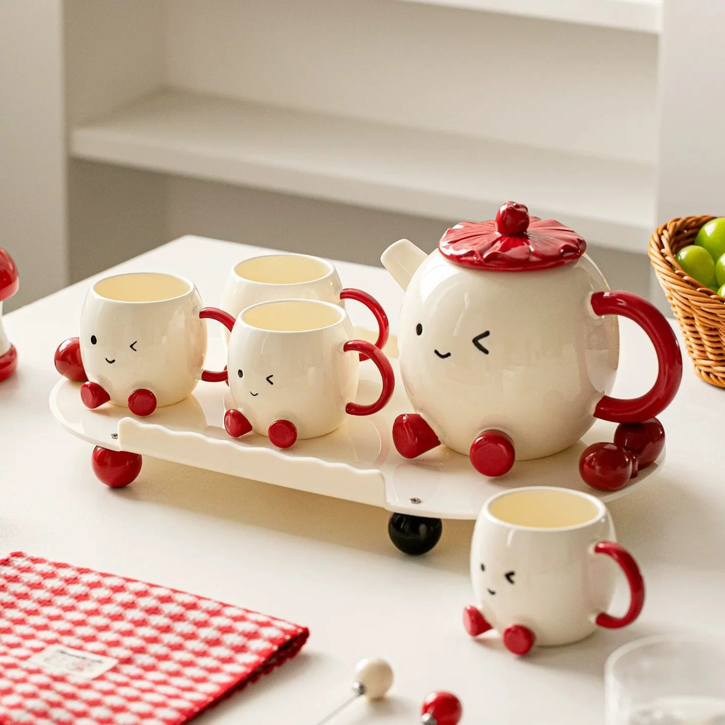 Blushing Face Cute Ceramic Tea Set Gift Box - Image 3