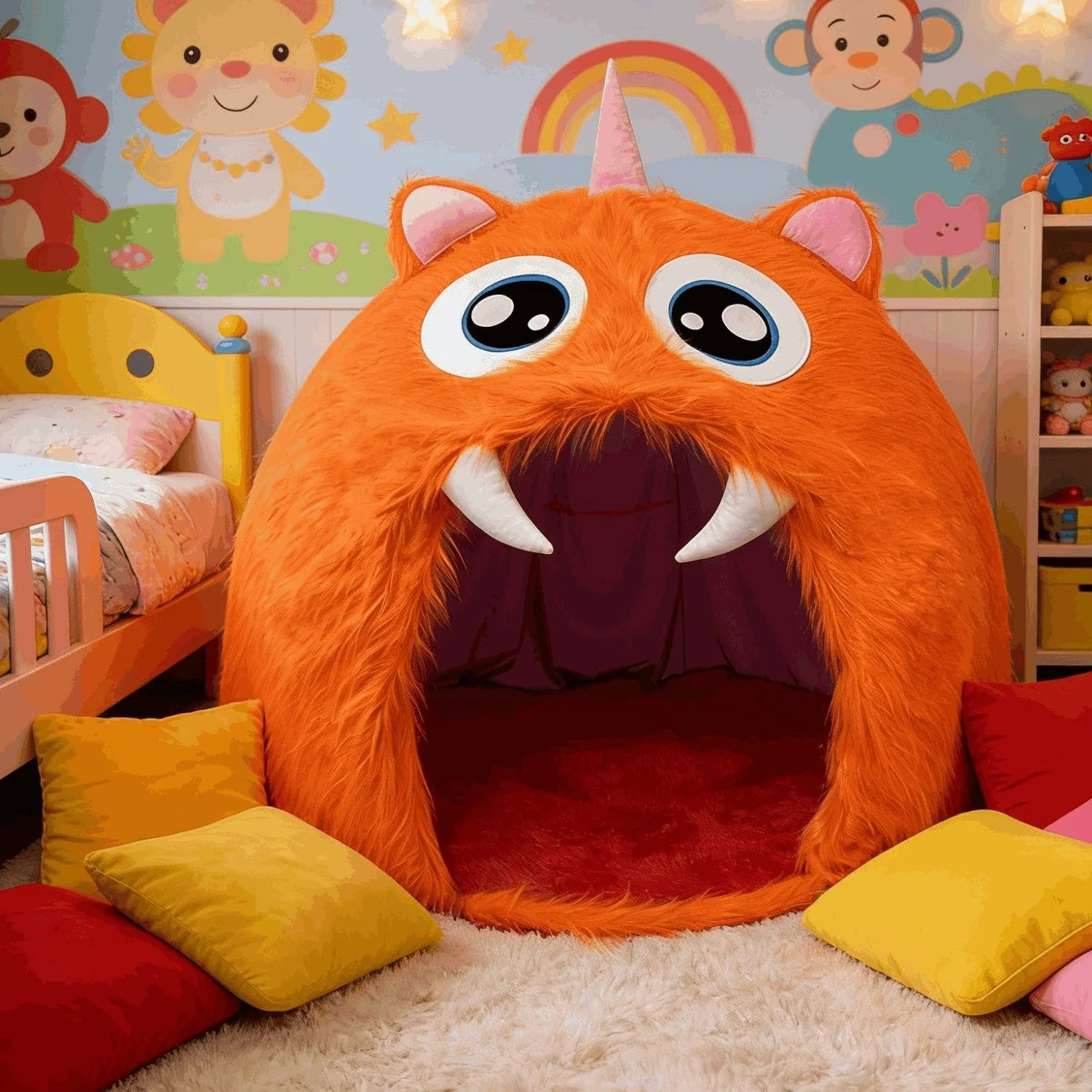 Purple Plush Monster Playhouse Indoor Kids Tent - Image 2