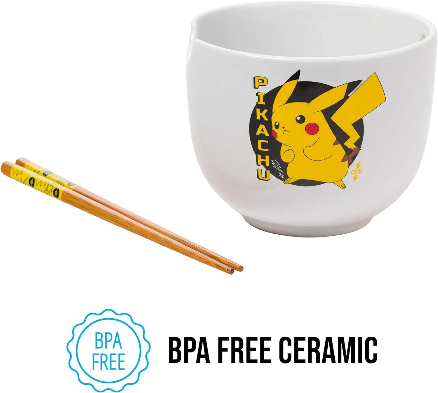 Pokemon Pikachu Japanese Text Ceramic Ramen Noodle Rice Bowl with Chopsticks Microwave Safe 20 Ounces - Image 3