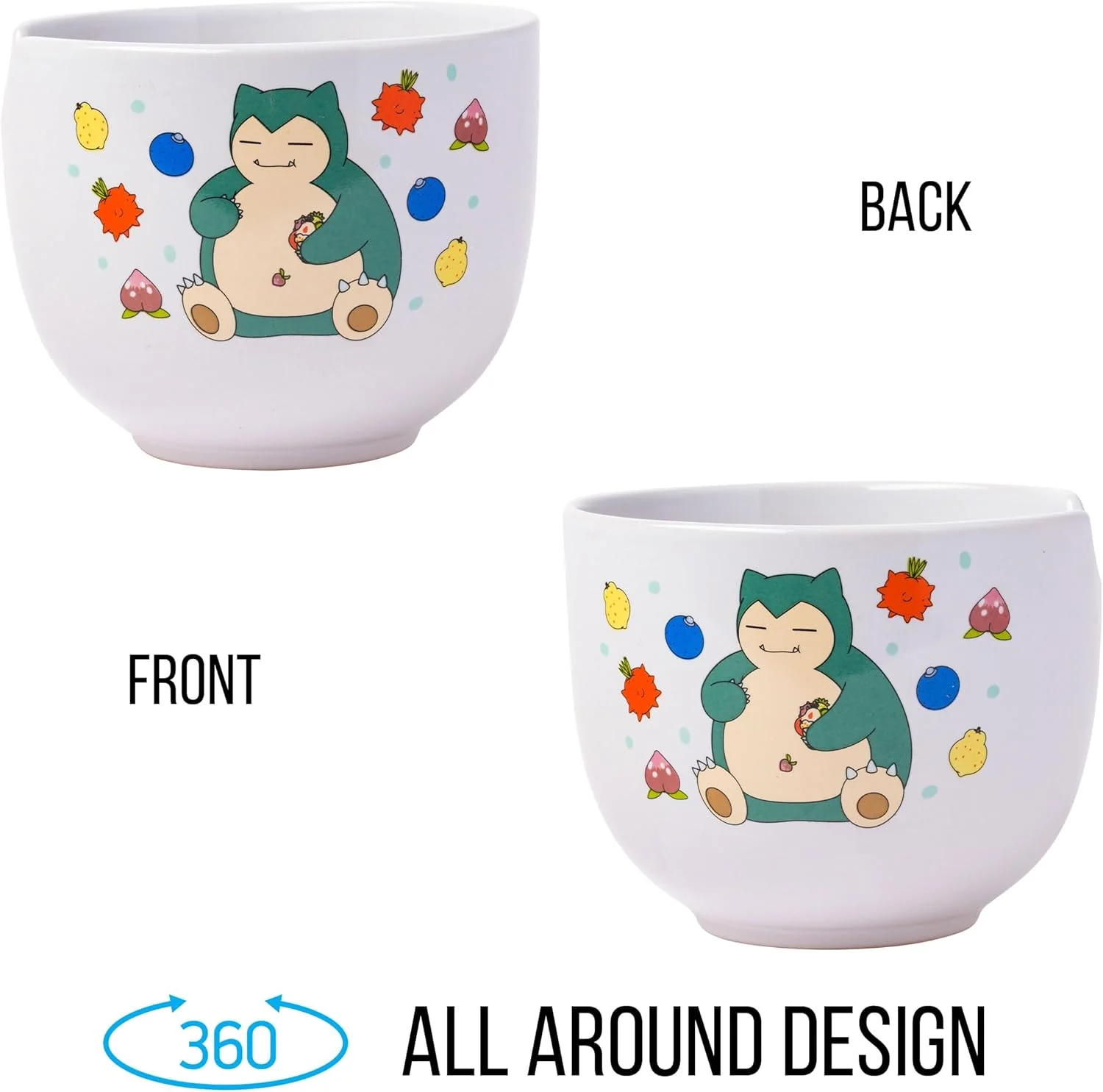 Pokemon Snorlax Eating Ceramic Ramen Noodle Rice Bowl with Chopsticks Microwave Safe 20 Ounces - Image 3