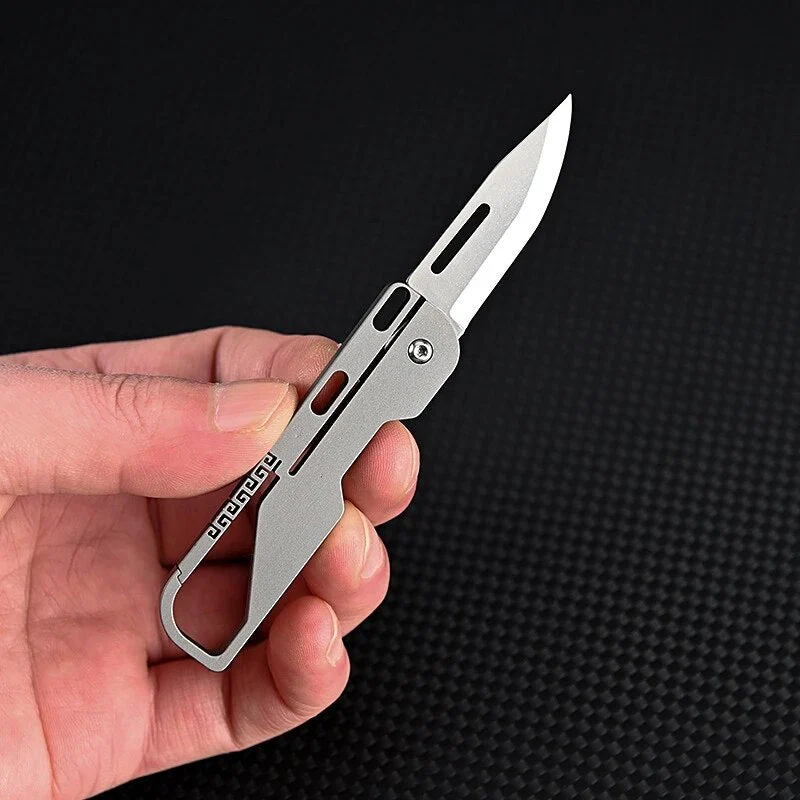 Mini Outdoor Foldable Titanium Knife Keychain - Image 2